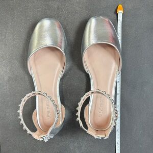 Steve Madden Silver Ankle Strap Flats
